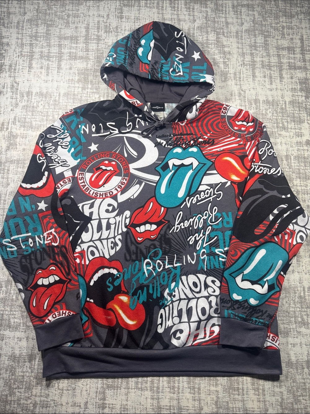 The Rolling Stones Hoodie -All over graffiti Unisex 26.5X 23 sz L